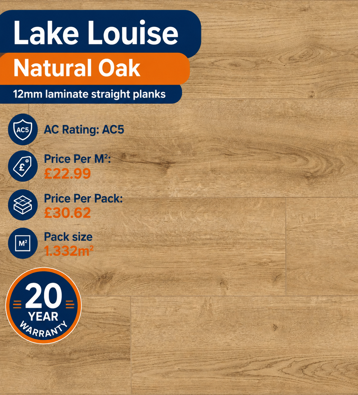 Lake Louise Natural Oak 12mm