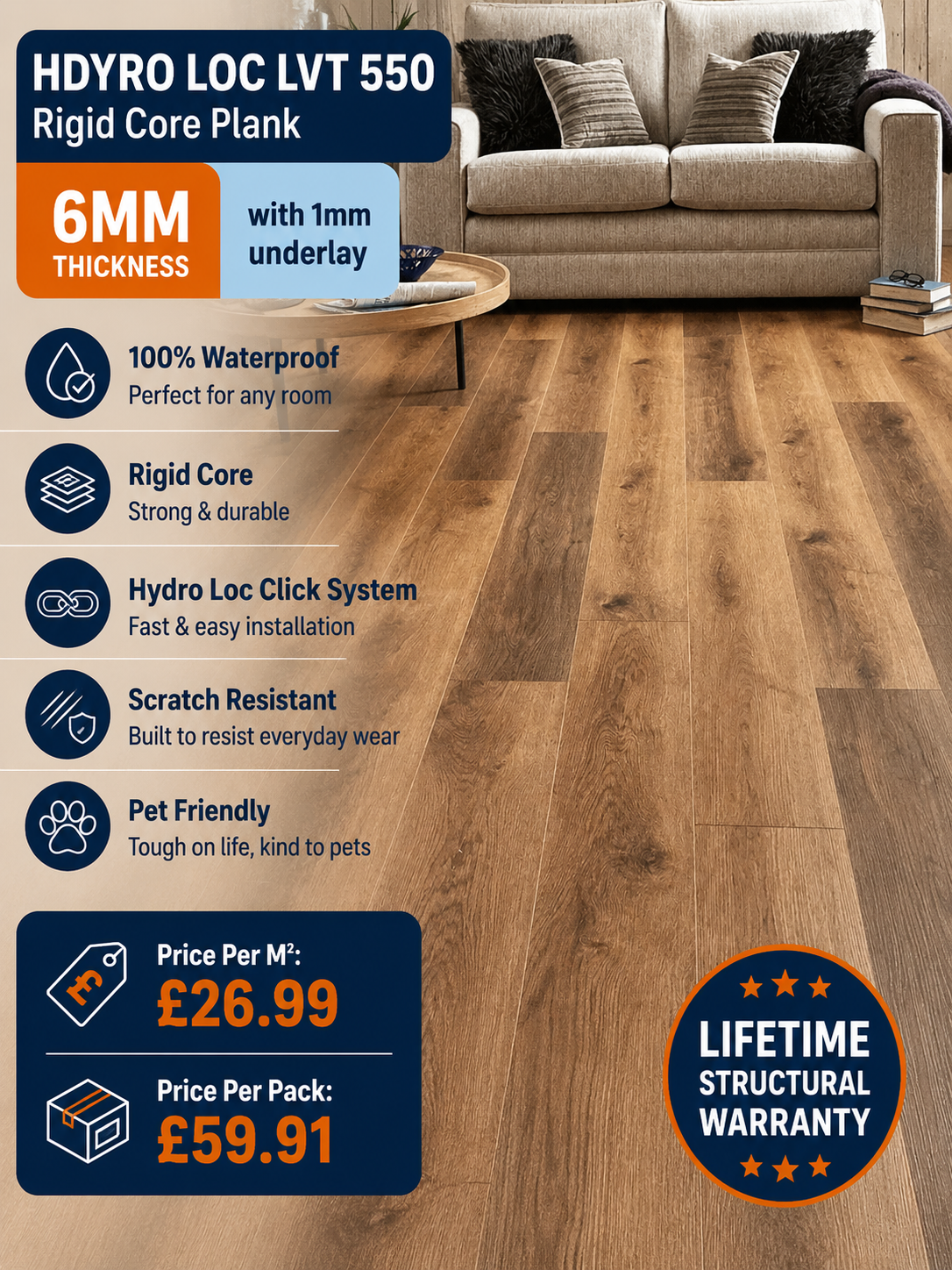 Hydro Loc 550 Rigid Core Plank     ❌ Sold Out