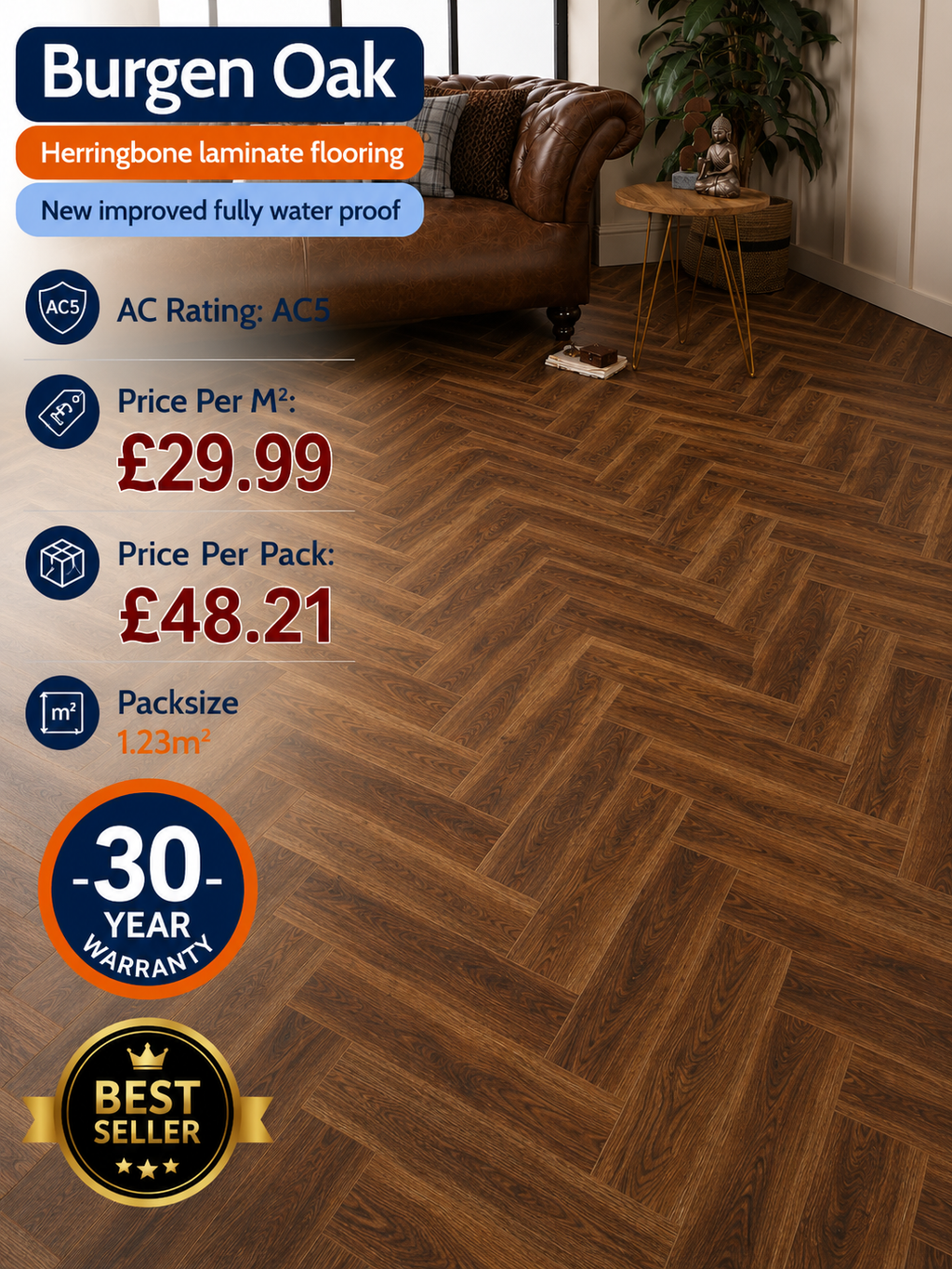 Burgen Oak Herringbone 12mm