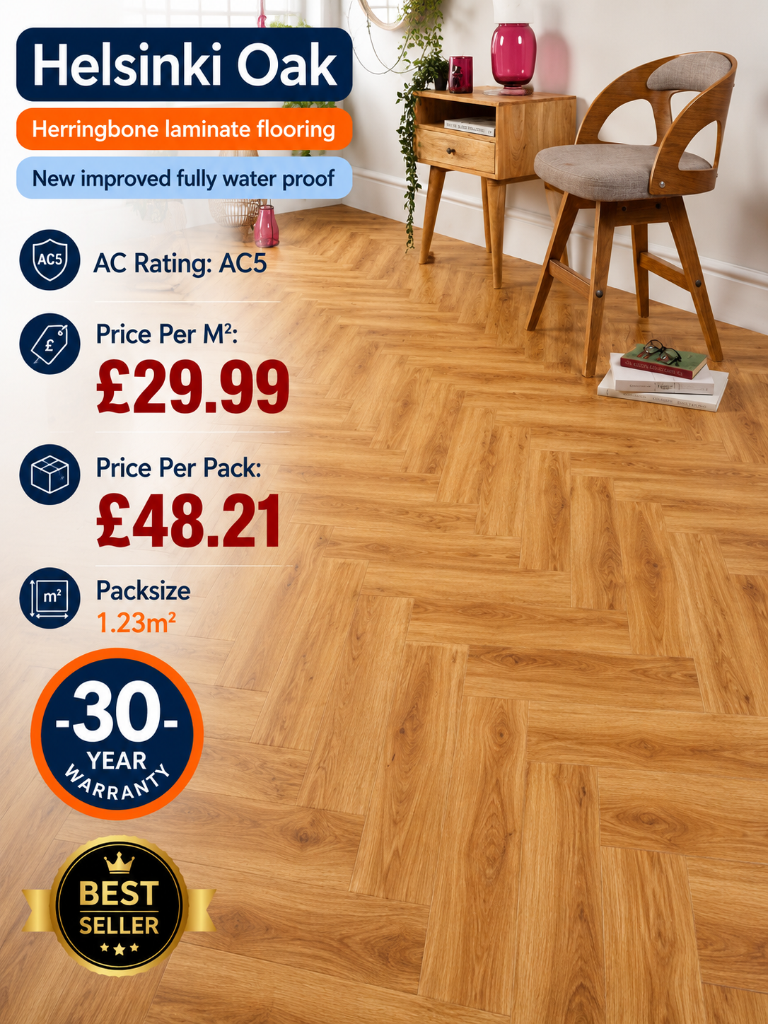Helsinki Oak Herringbone 12mm
