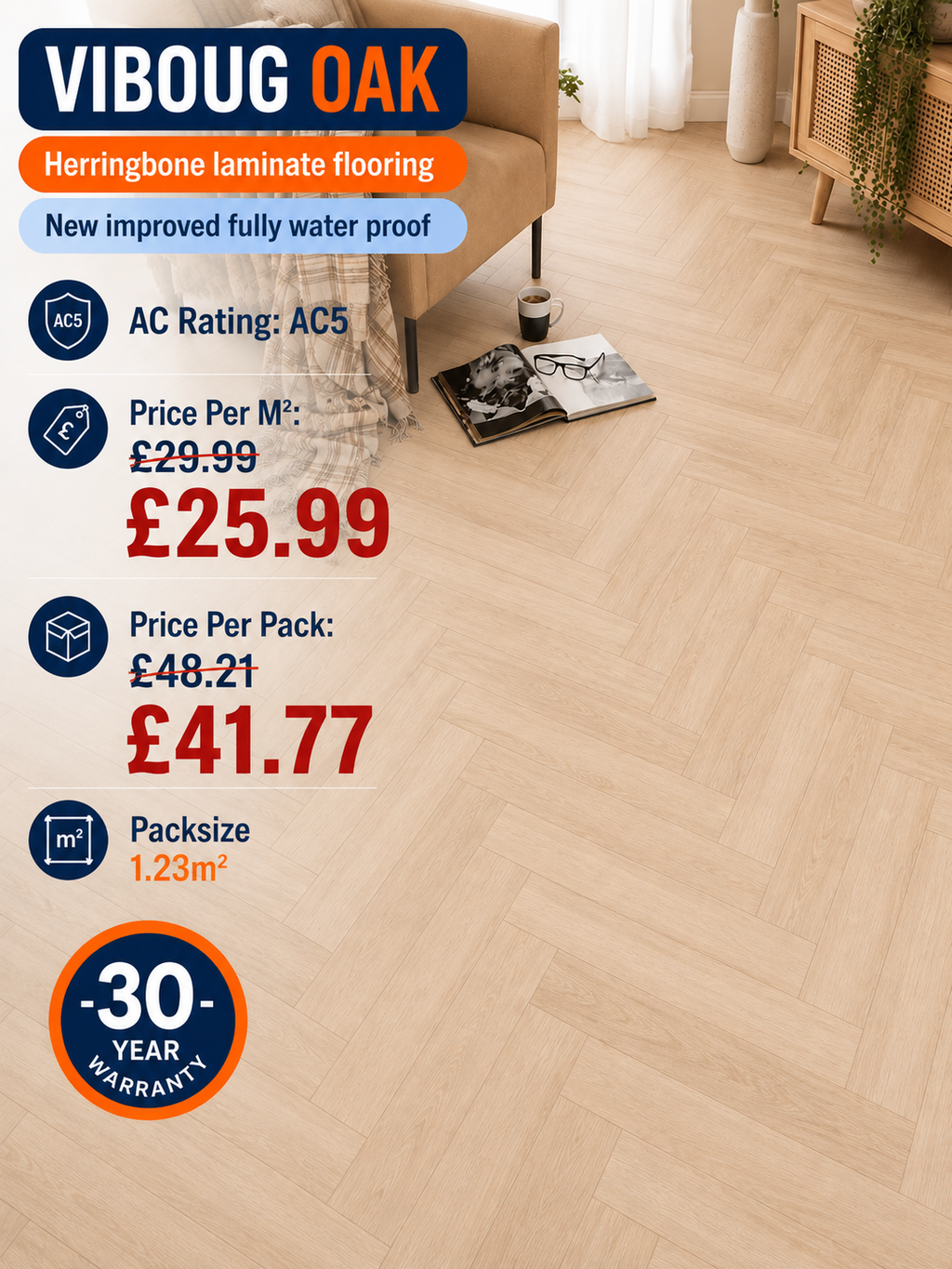 Viboug Oak Herringbone 12mm
