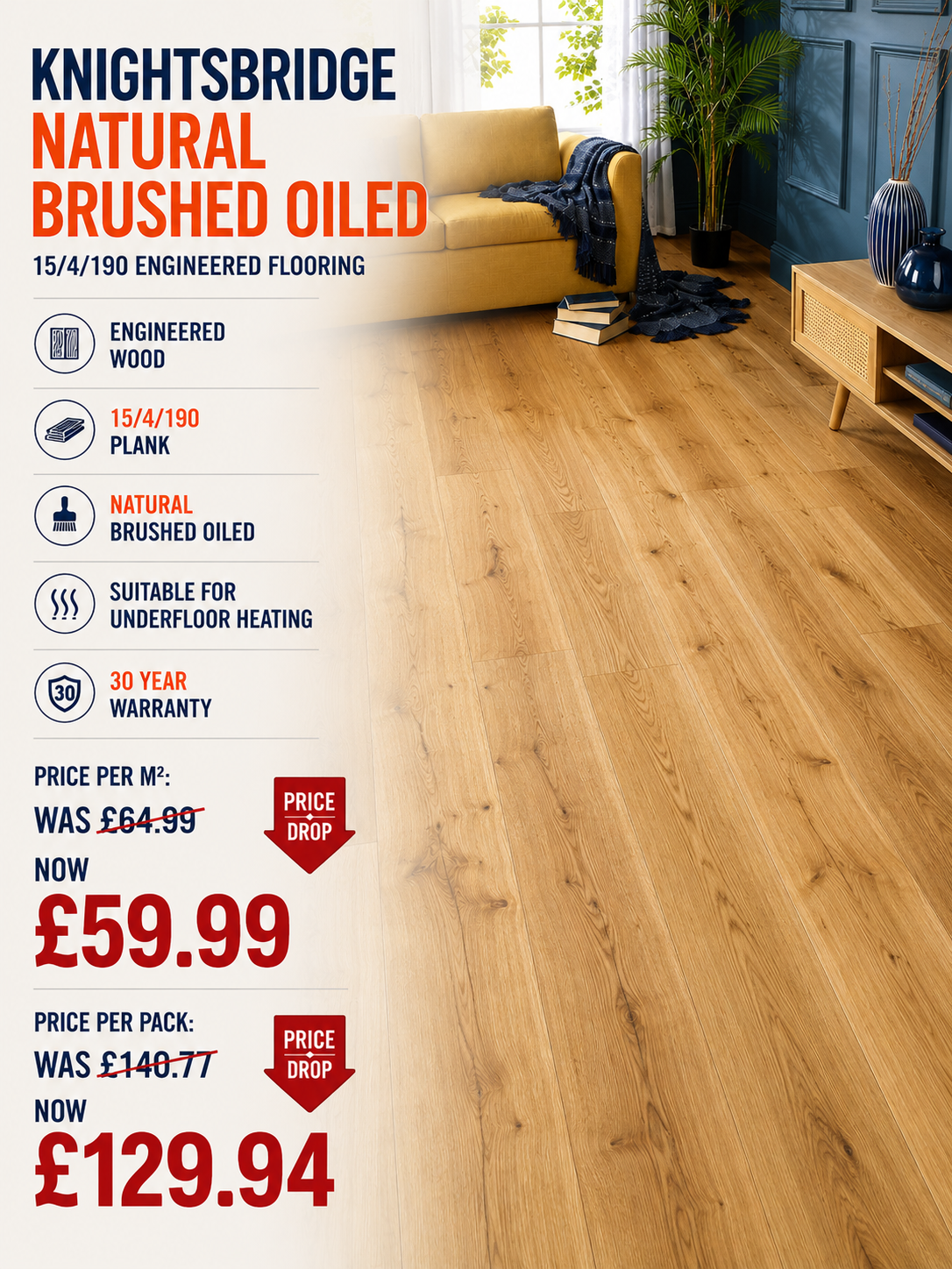 Knightsbridge Natural Brushed Oiled