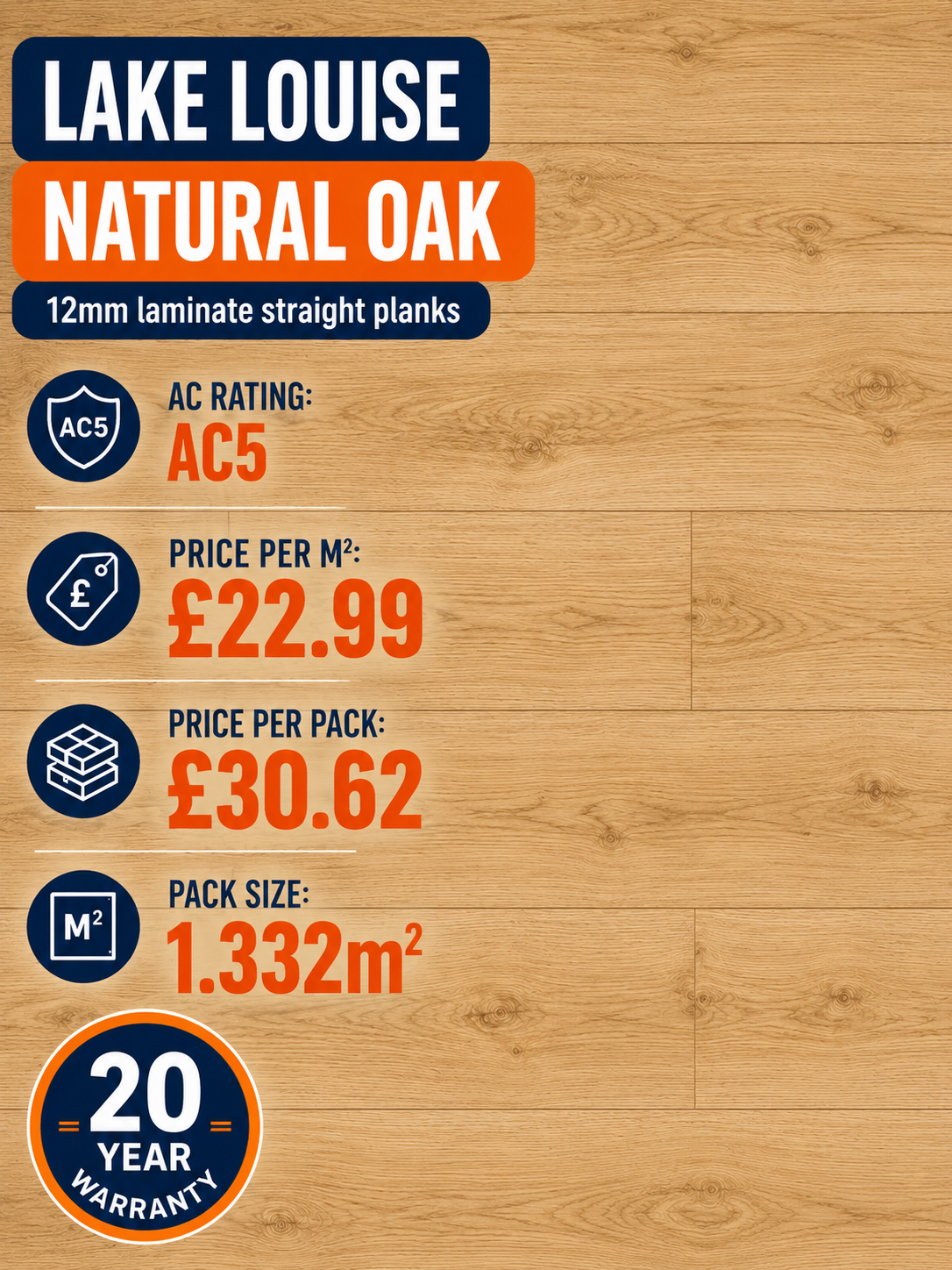 Lake Louise Natural Oak 12mm