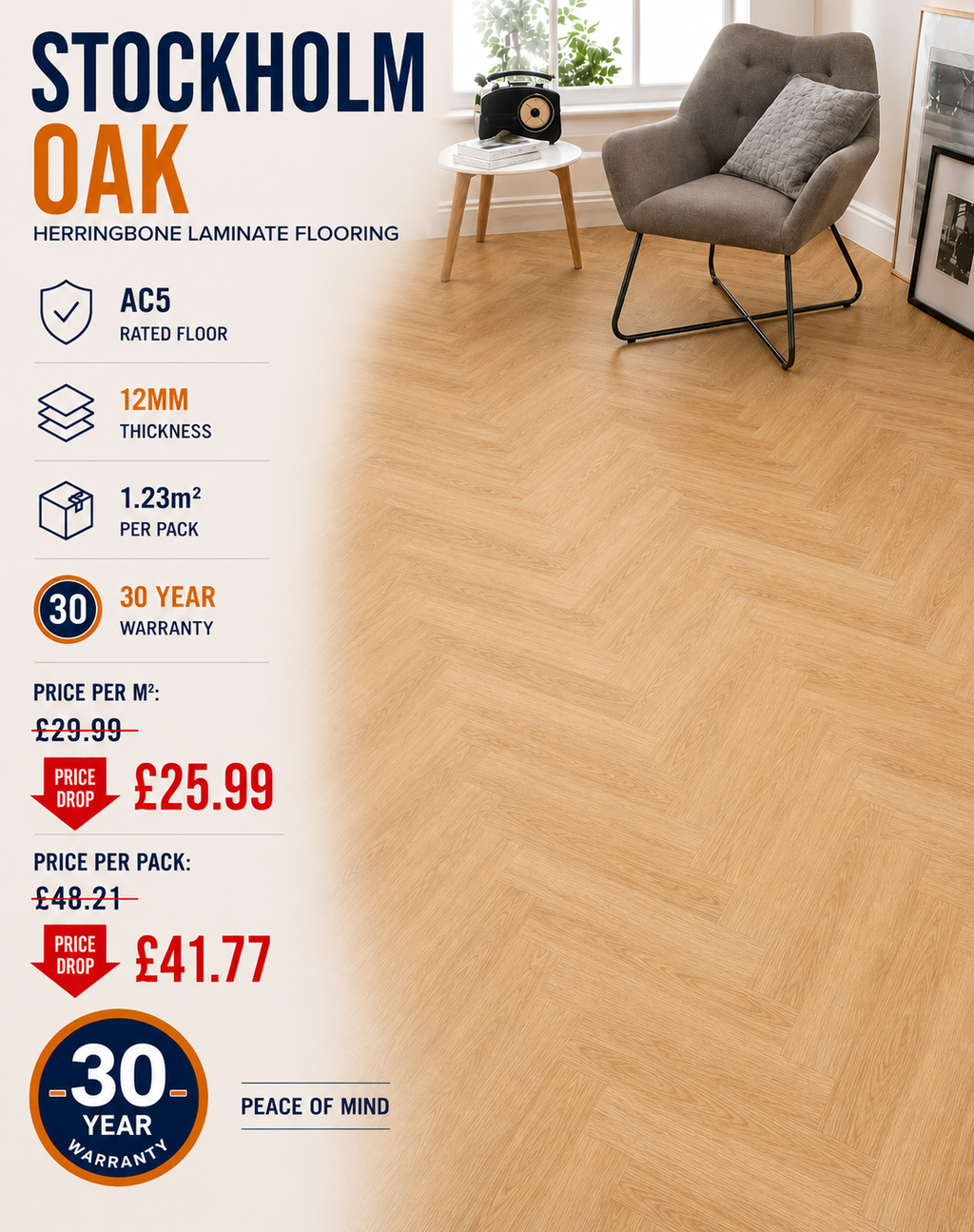 Tromso Oak Herringbone 12mm