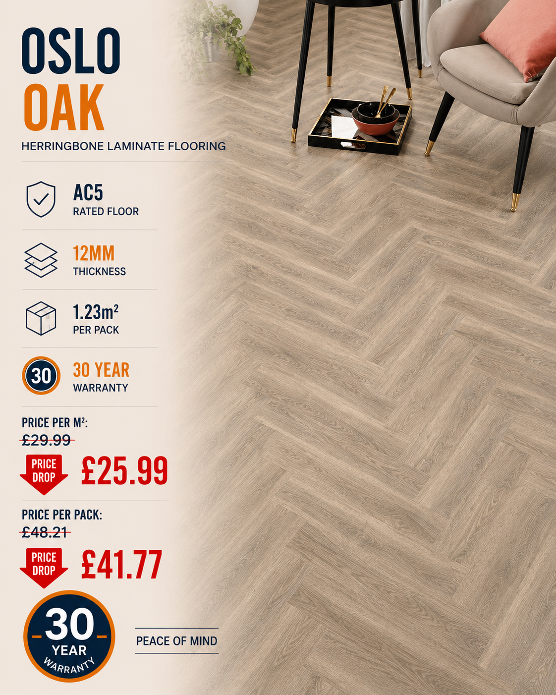 Oslo Oak Herringbone 12mm