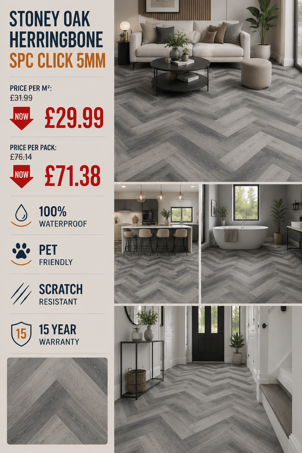 Stoney Oak Herringbone SPC Click 5mm
