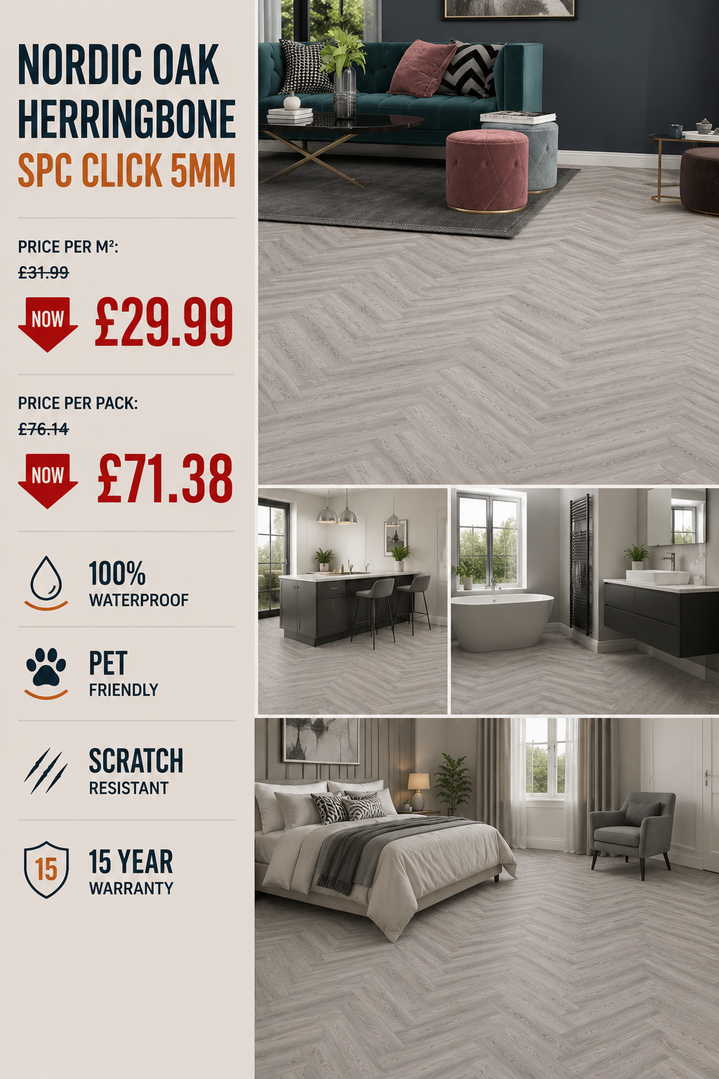 Nordic Oak Herringbone SPC Click 5mm