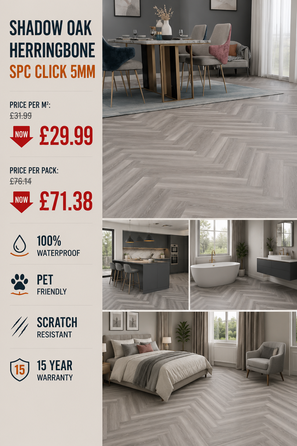 Shadow Oak Herringbone SPC Click 5mm