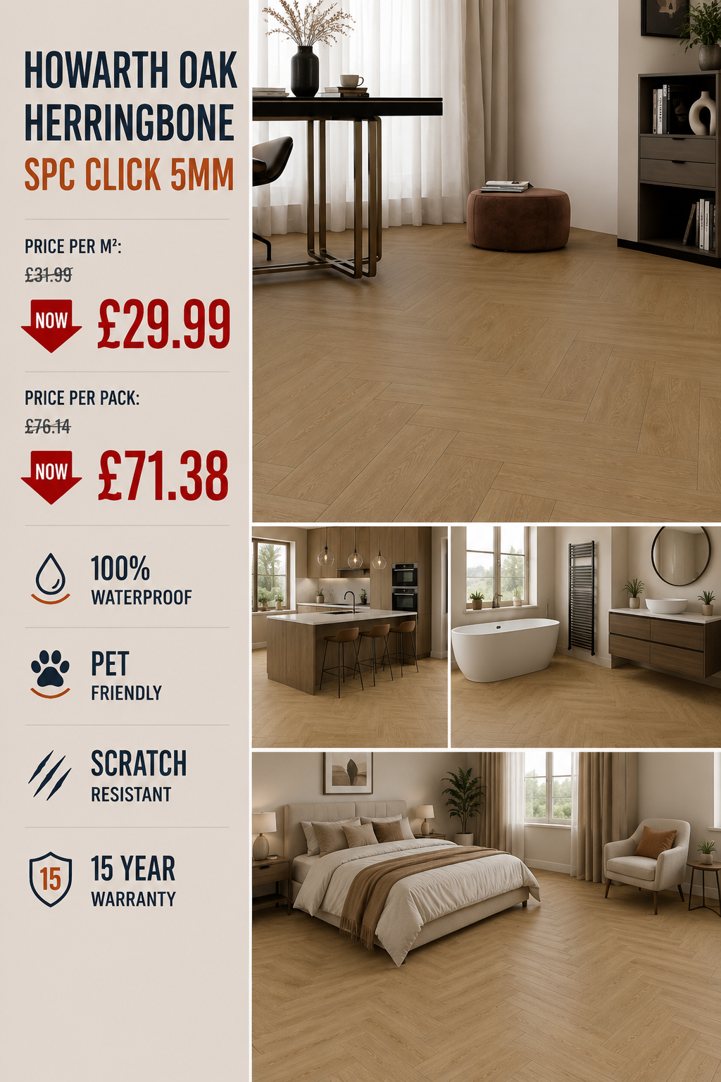 Howarth Oak Herringbone SPC Click 5mm