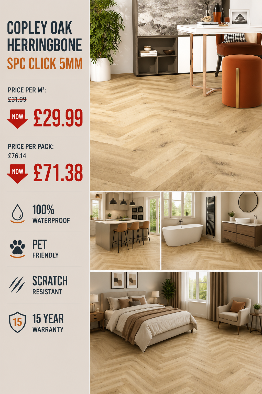 Copley Oak Herringbone SPC Click 5mm