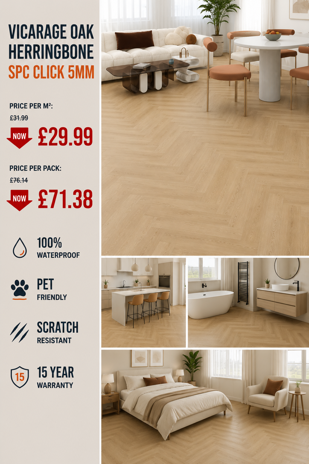 Vicarage Oak Herringbone SPC Click 5mm