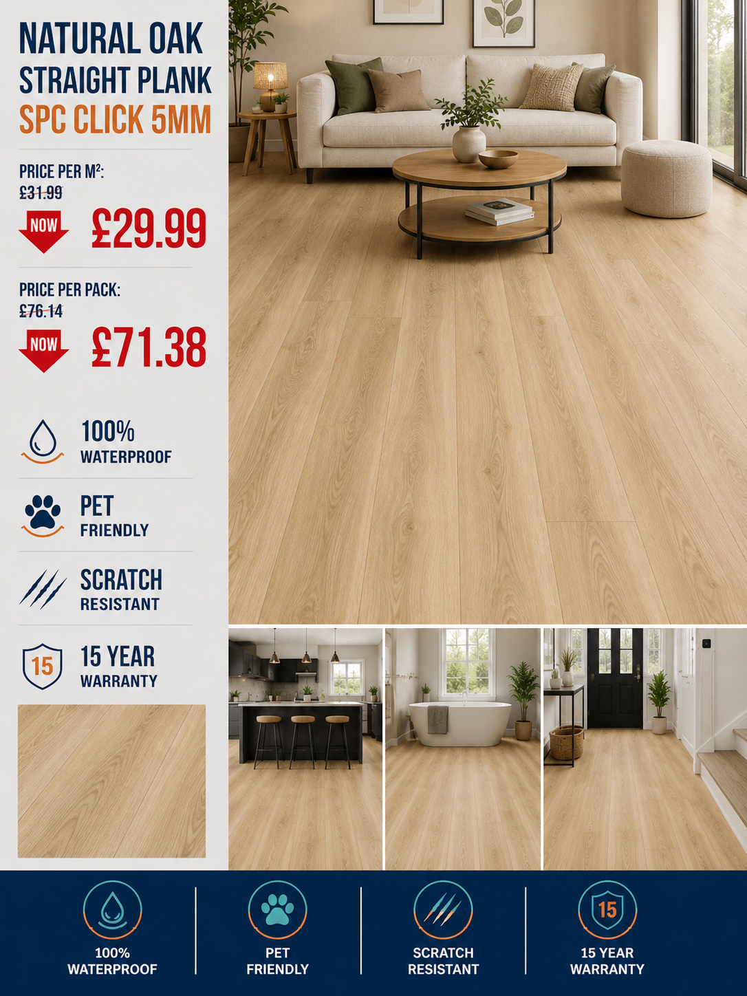Natural Oak SPC Click 5mm