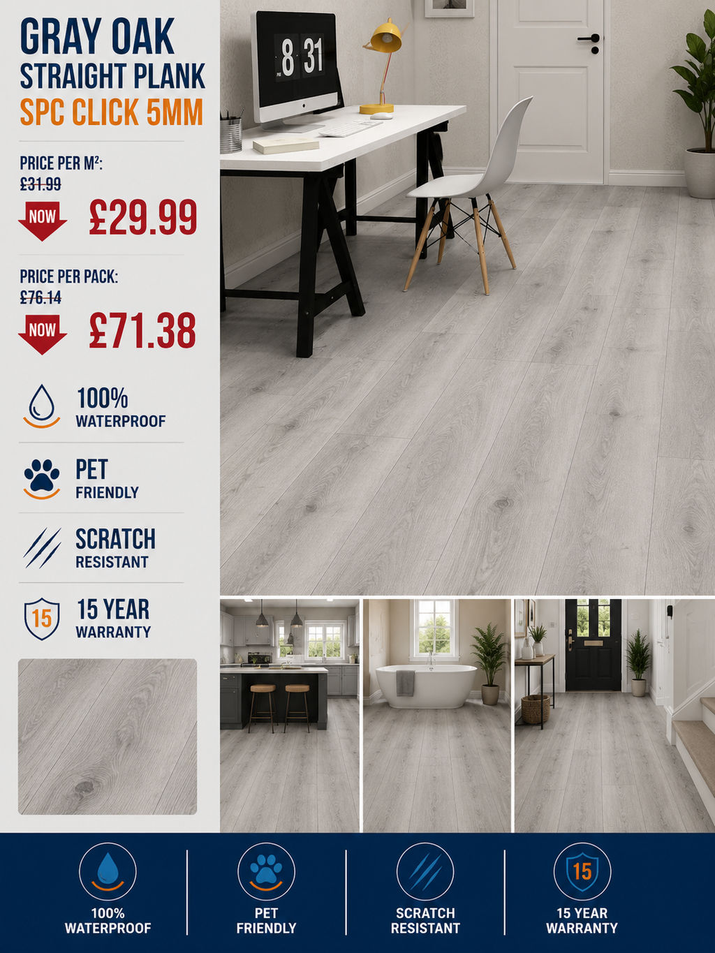 Grey Oak SPC Click 5mm
