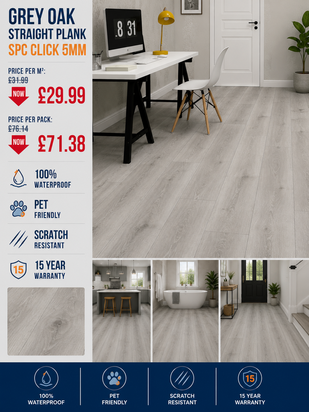 Grey Oak SPC Click 5mm