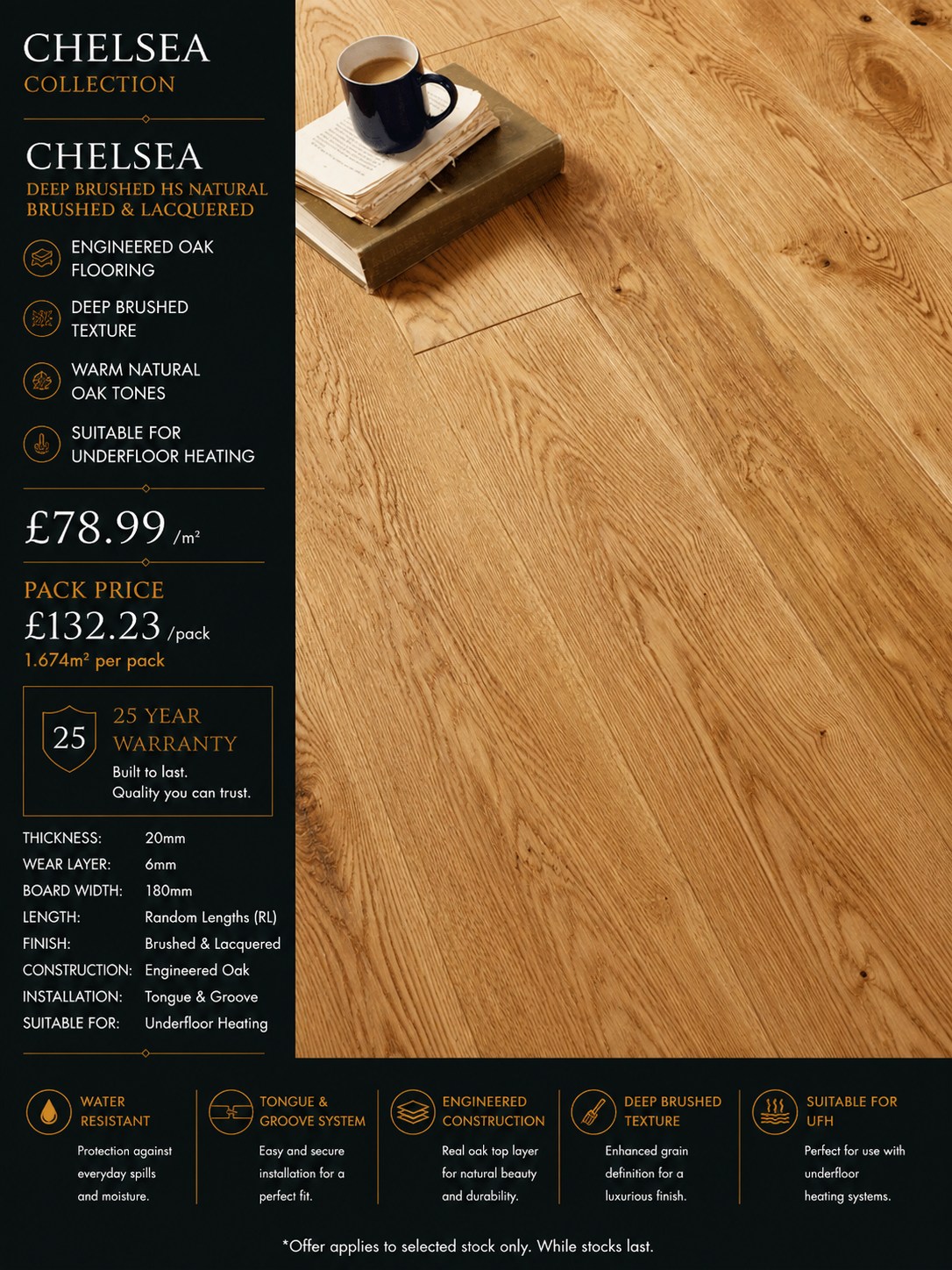 Chelsea Deep Brushed HS Natural Brushed & Lacquered