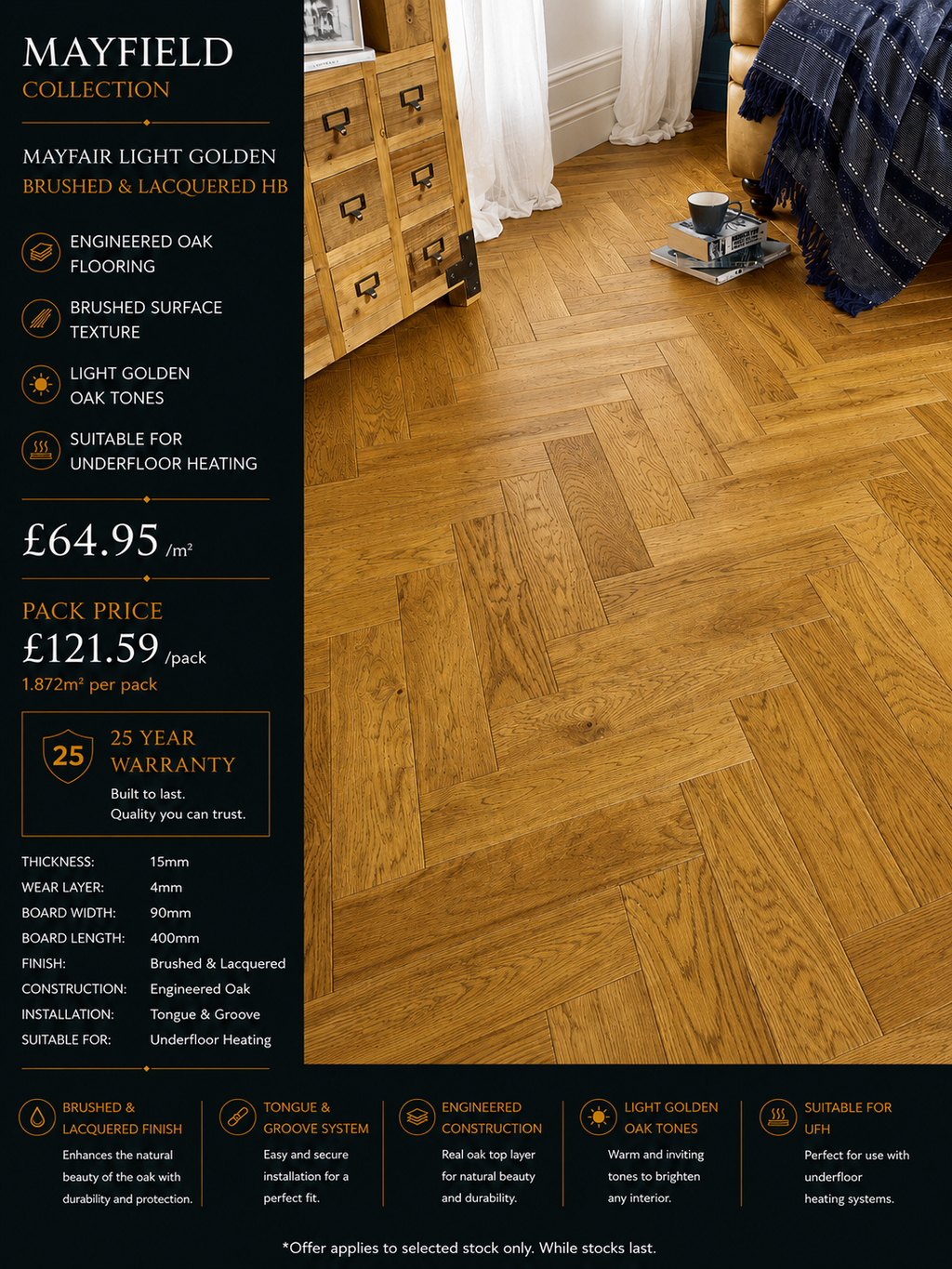 Mayfair Light Golden Brushed & Lacquered HB